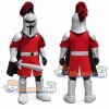 Knight Mascot Costume with Silver Armor and Red Tunic