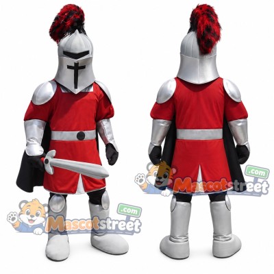 Knight Mascot Costume with Silver Armor and Red Tunic Knight Mascot Costume with Silver Armor and Red Tunic