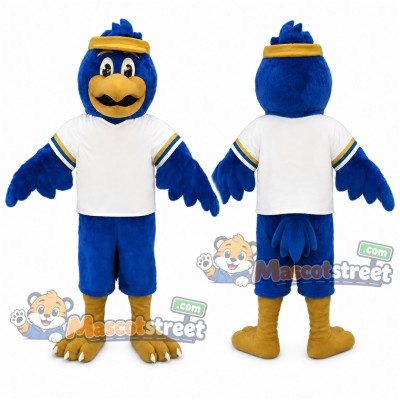 Blue Falcon Mascot Costume with White Shirt and Blue Shorts Blue Falcon Mascot Costume with White Shirt and Blue Shorts
