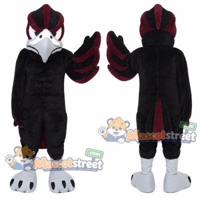 Black and Burgundy Falcon Mascot Costume Black and Burgundy Falcon Mascot Costume
