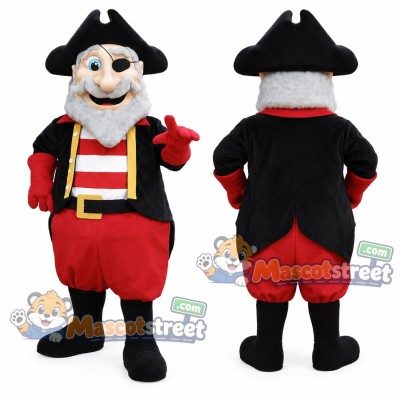 Pirate Mascot Costume with Black Coat, Red Shorts and Black Hat Pirate Mascot Costume with Black Coat, Red Shorts and Black Hat