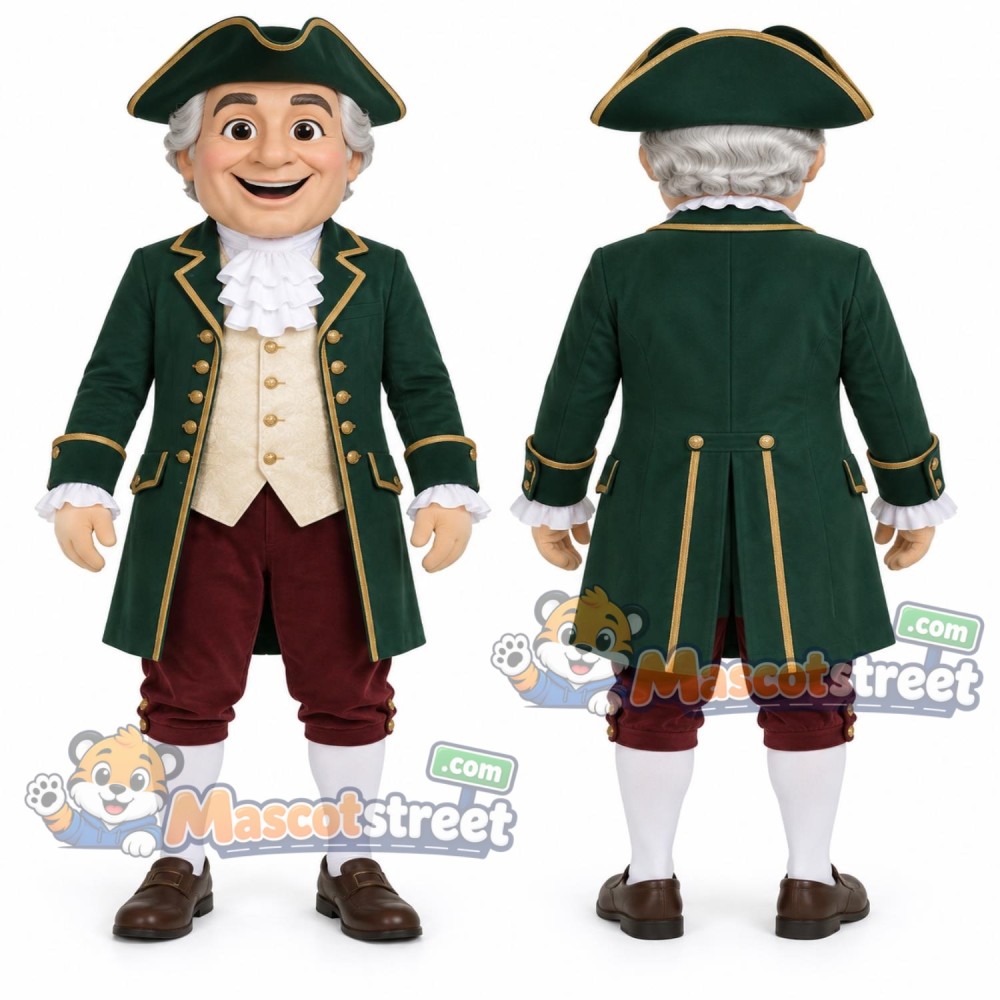 Pirate Mascot Costume with Green Coat and Green Tricorn Hat Pirate Mascot Costume with Green Coat and Green Tricorn Hat