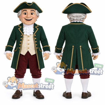 Pirate Mascot Costume with Green Coat and Green Tricorn Hat Pirate Mascot Costume with Green Coat and Green Tricorn Hat