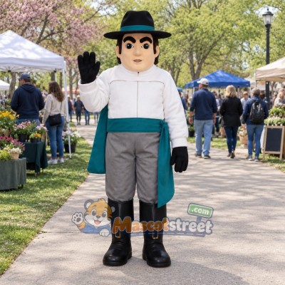 Raider Mascot Costume with White Shirt, Gray Trousers and Black Hat Raider Mascot Costume with White Shirt, Gray Trousers and Black Hat
