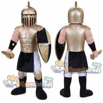 Warrior Mascot Costume with Gold Chest Plate and Black Skirt