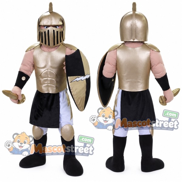 Warrior Mascot Costume with Gold Chest Plate and Black Skirt