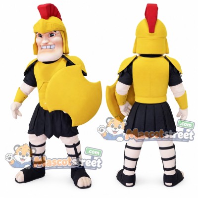 Warrior Mascot Costume with Yellow Armor and Black Skirt
