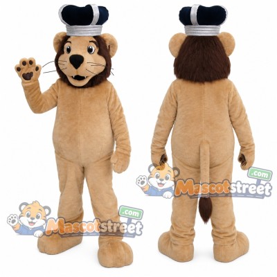 Tan Lion Mascot Costume with Black and White Hat Tan Lion Mascot Costume with Black and White Hat