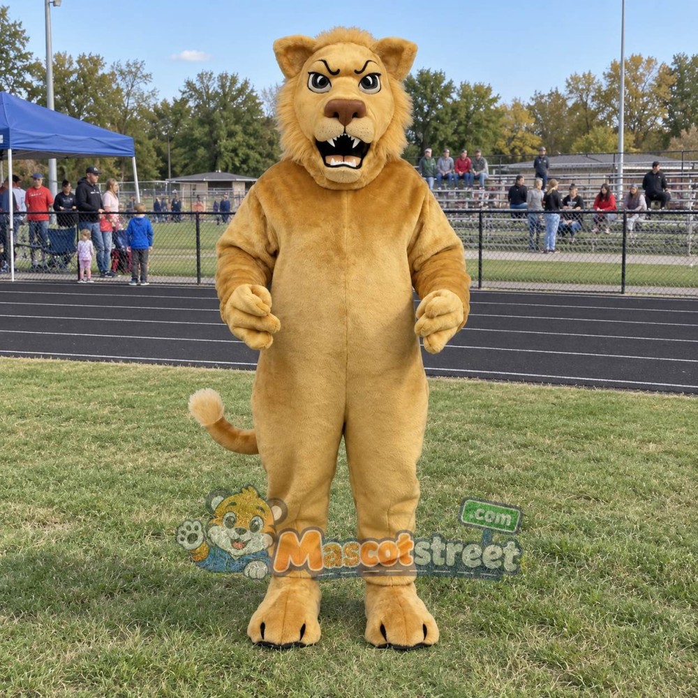 Tan Lion Mascot Costume