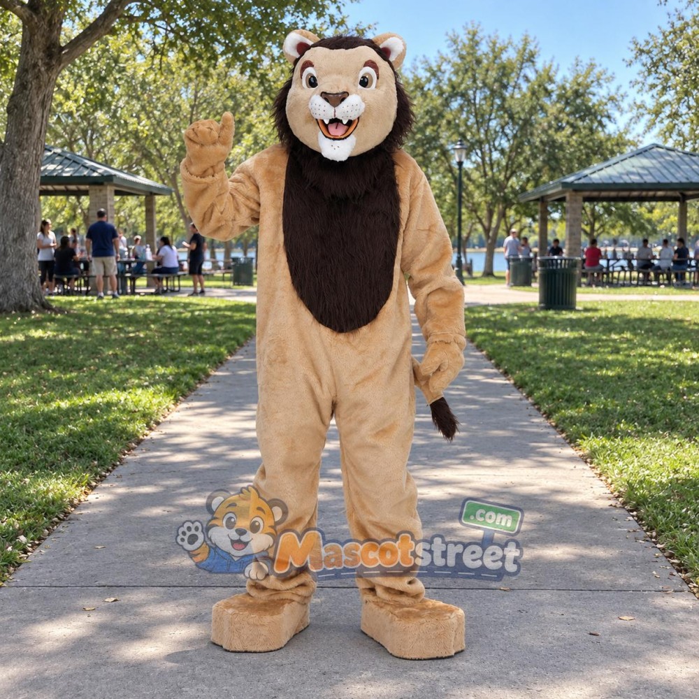 Tan Lion Mascot Costume