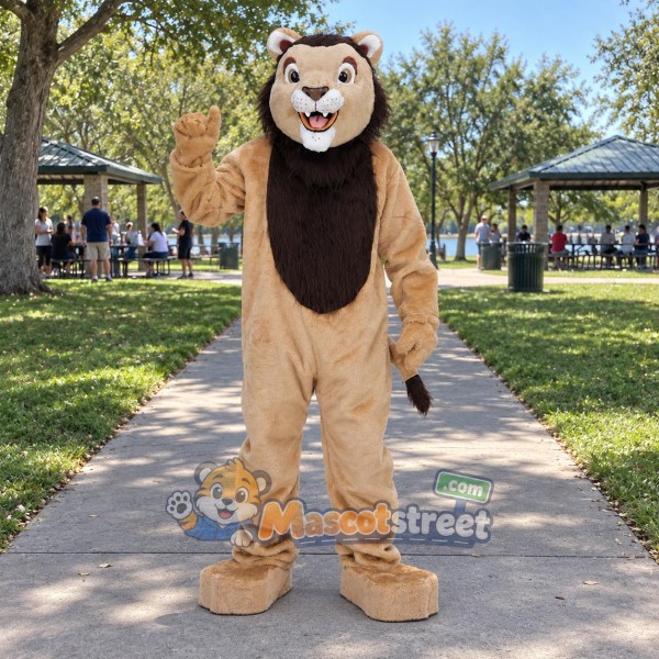 Tan Lion Mascot Costume