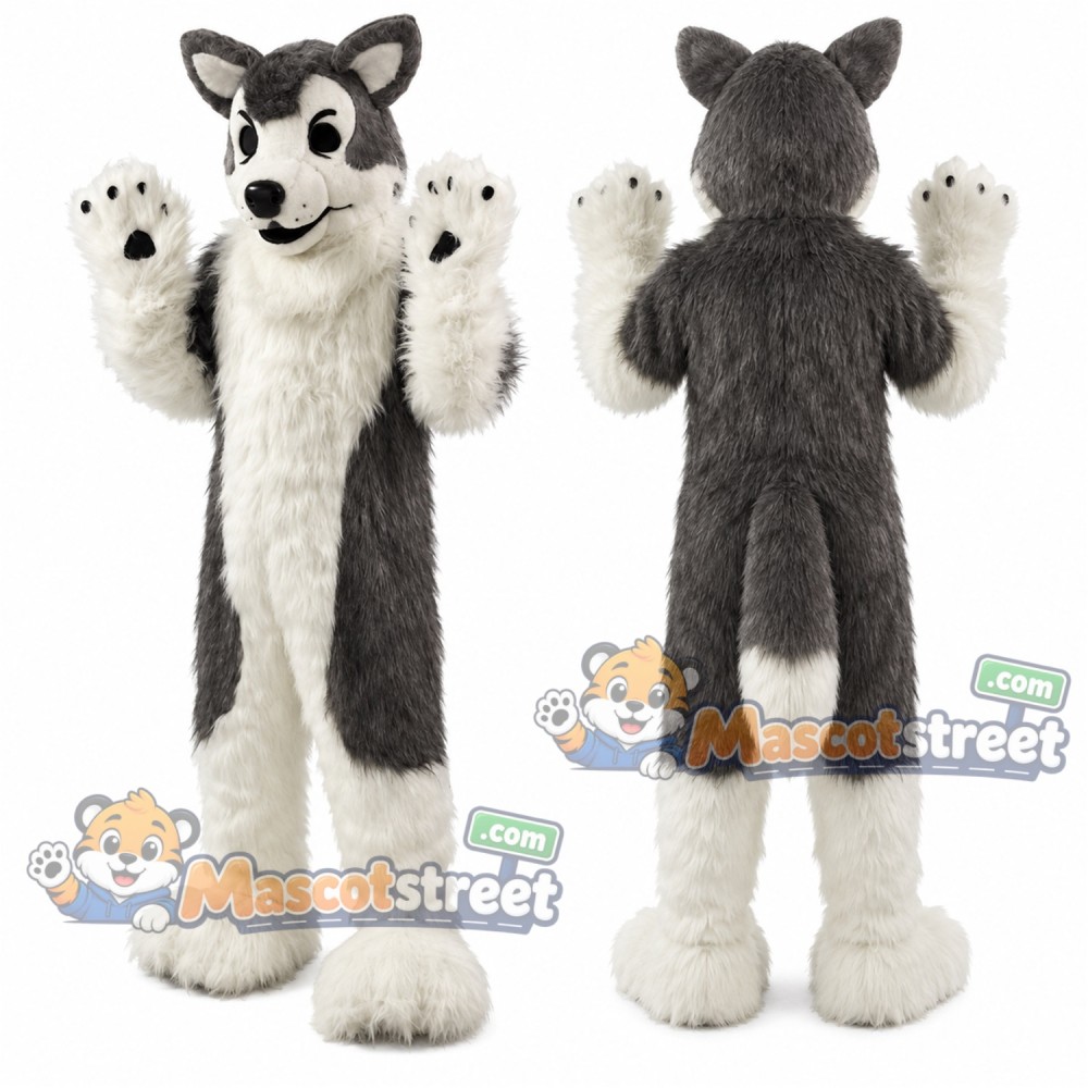 Gray Husky Mascot Costume