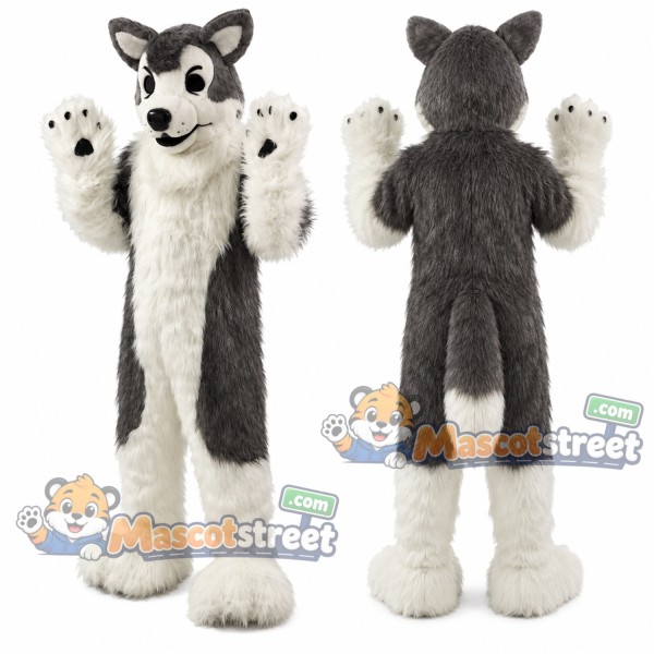 Gray Husky Mascot Costume