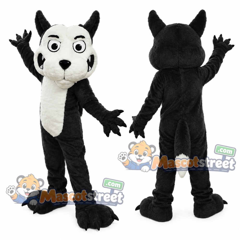 Black and White Wolf Mascot Costume