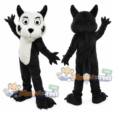 Black and White Wolf Mascot Costume