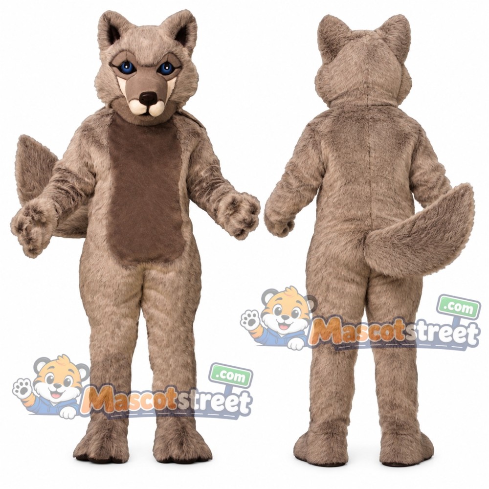 Tan Wolf Mascot Costume Tan Wolf Mascot Costume