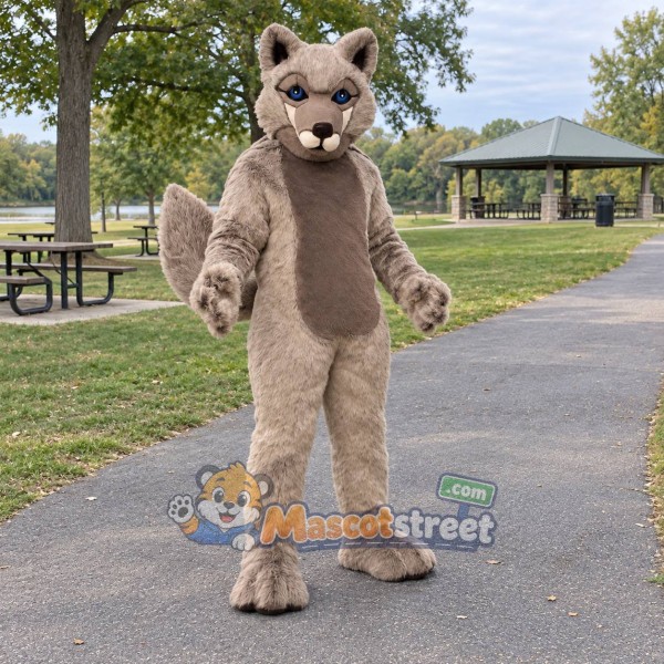 Tan Wolf Mascot Costume
