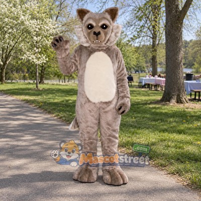 Tan Wolf Mascot Costume Tan Wolf Mascot Costume