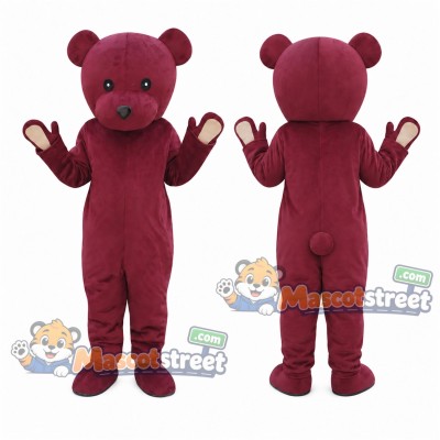 Burgundy Bear Mascot Costume Burgundy Bear Mascot Costume
