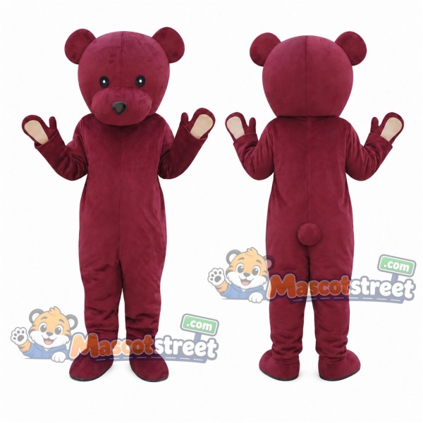 Burgundy Bear Mascot Costume