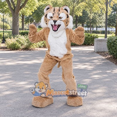 Tan Bobcat Mascot Costume Tan Bobcat Mascot Costume
