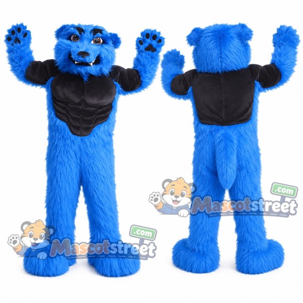 Blue Monster Mascot Costume with Black Vest