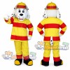 Dalmatian Dog Mascot Costume with Yellow Firefighter Uniform and Helmet