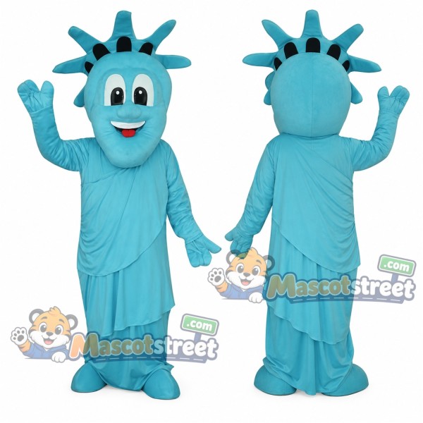 Statue of Liberty Mascot Costume with Teal Robe and Crown