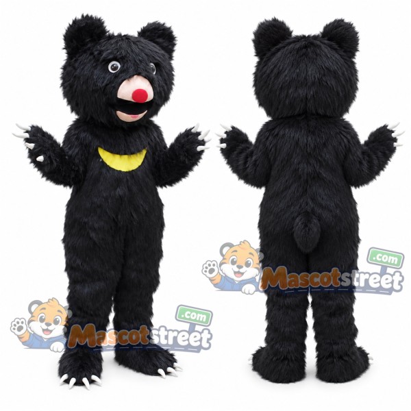 Black Bear Mascot Costume with Yellow Collar