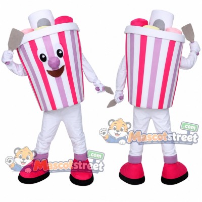 Pink Striped Ice Cream Cup Mascot Costume Pink Striped Ice Cream Cup Mascot Costume