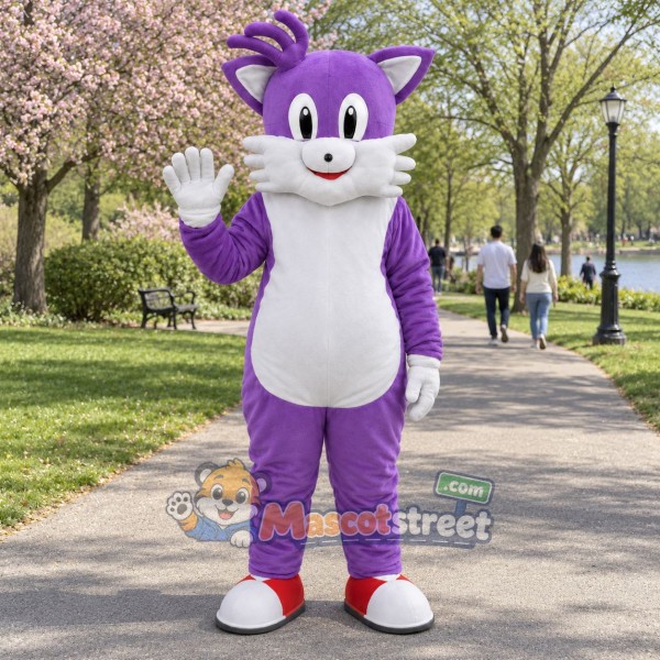 Purple Cat Mascot Costume