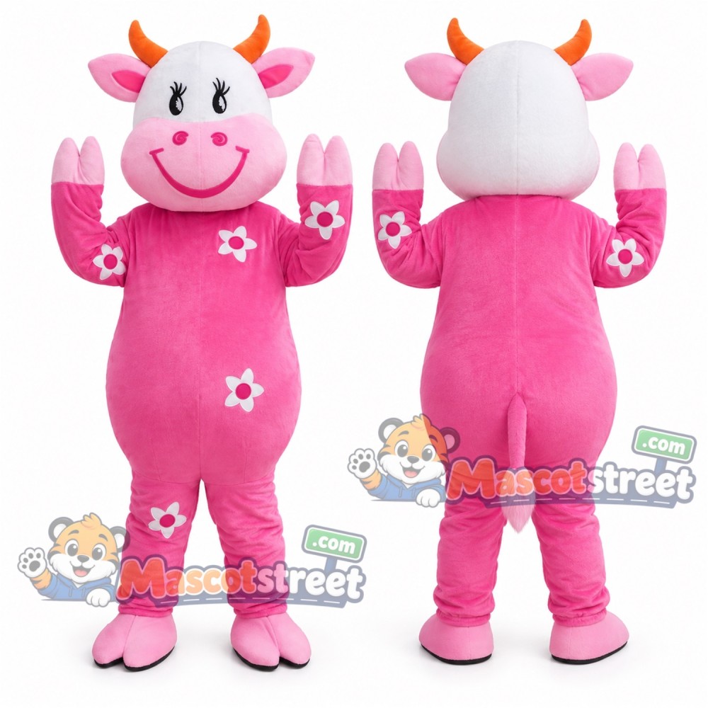 Pink Cow Mascot Costume