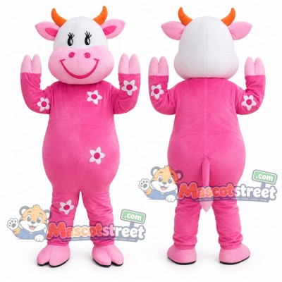 Pink Cow Mascot Costume