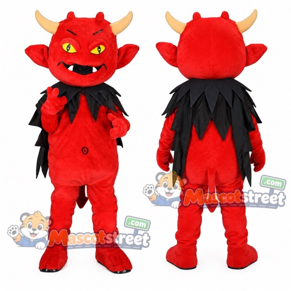 Red Devil Mascot Costume with Black Collar