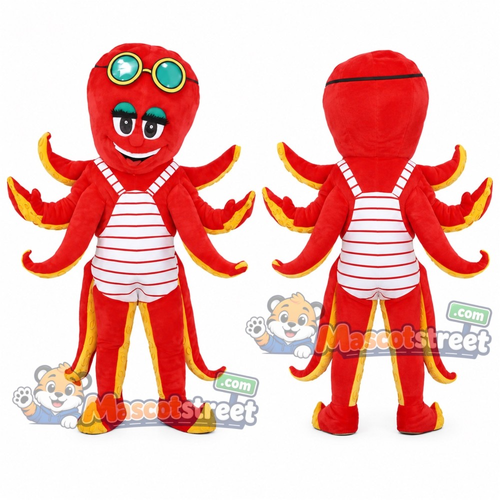 Red Octopus Mascot Costume