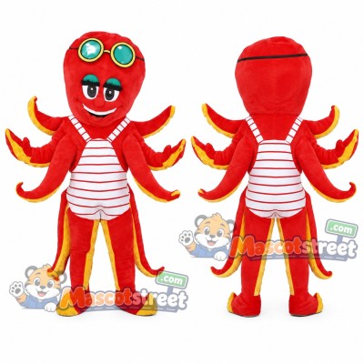 Red Octopus Mascot Costume