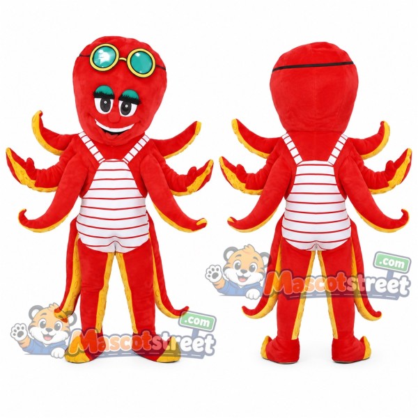 Red Octopus Mascot Costume