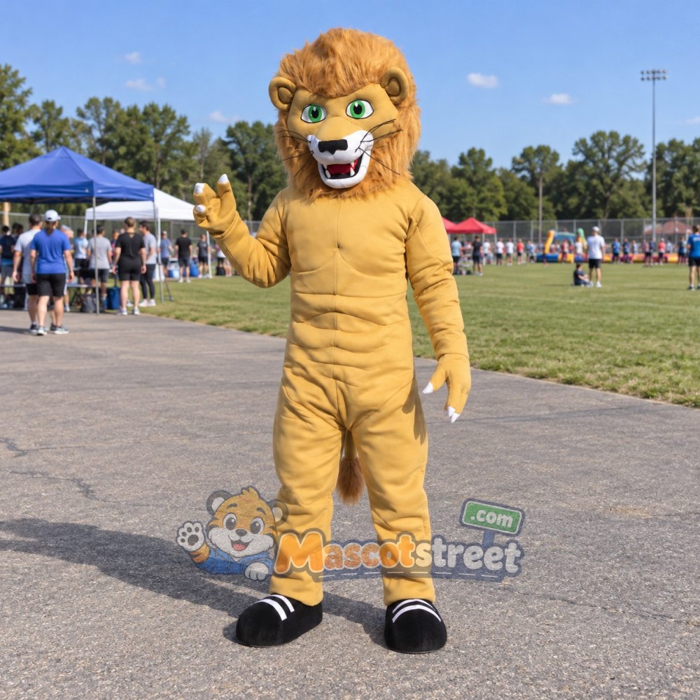 Tan Lion Mascot Costume Tan Lion Mascot Costume