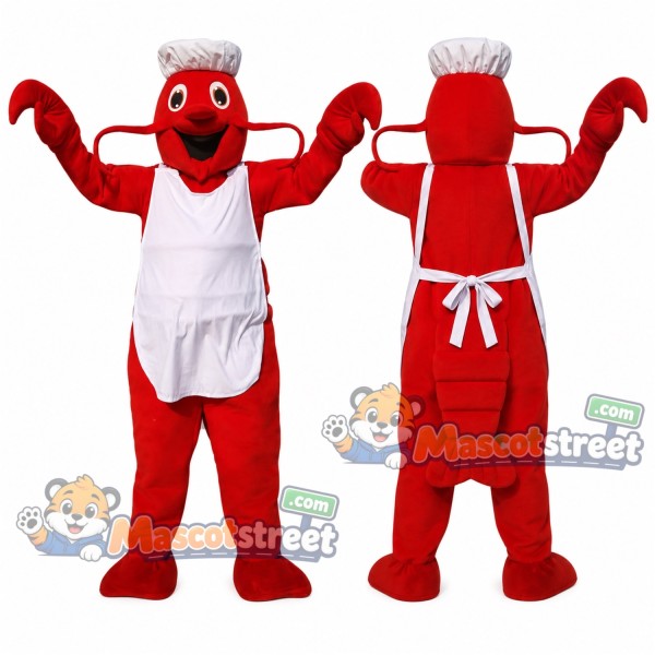 Red Lobster Mascot Costume with White Chef Apron and Hat