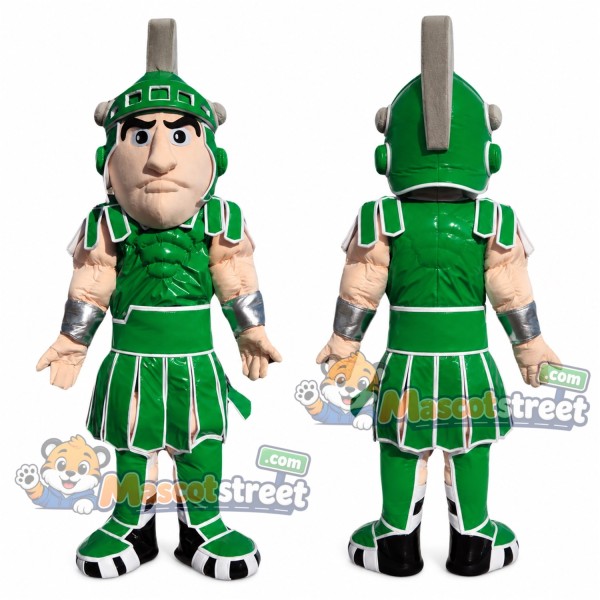 Knight Mascot Costume with Green Armor