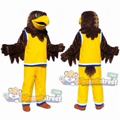 Brown Bird Mascot Costume with Yellow Sports Uniform Brown Bird Mascot Costume with Yellow Sports Uniform