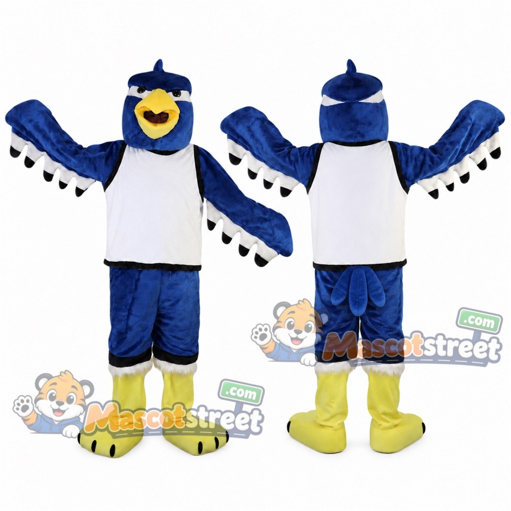 Blue Bird Mascot Costume with White Shirt and Blue Shorts Blue Bird Mascot Costume with White Shirt and Blue Shorts