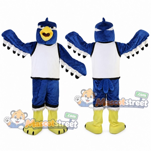Blue Bird Mascot Costume with White Shirt and Blue Shorts