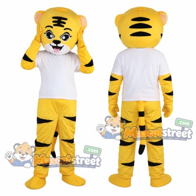 Yellow Tiger Mascot Costume with White Shirt Yellow Tiger Mascot Costume with White Shirt
