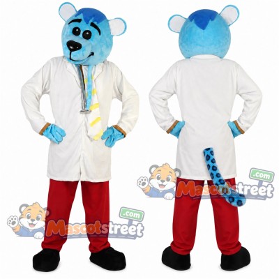 Blue Leopard Mascot Costume with White Coat and Red Pants Blue Leopard Mascot Costume with White Coat and Red Pants