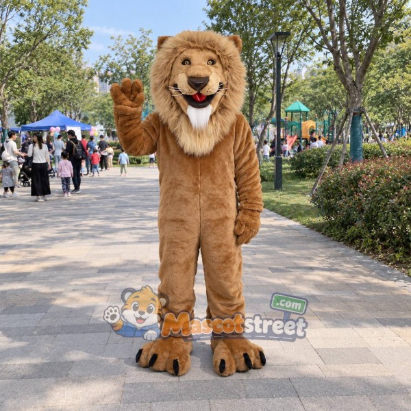 Tan Lion Mascot Costume