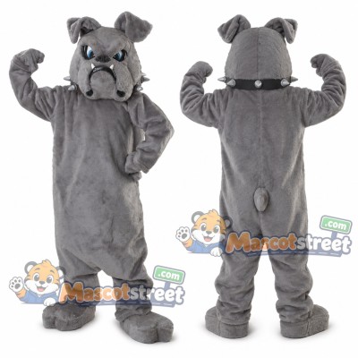 Gray Bulldog Mascot Costume with Black Collar Gray Bulldog Mascot Costume with Black Collar