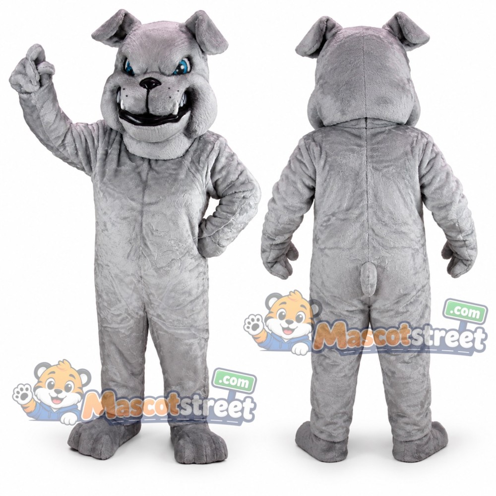 Gray Bulldog Mascot Costume