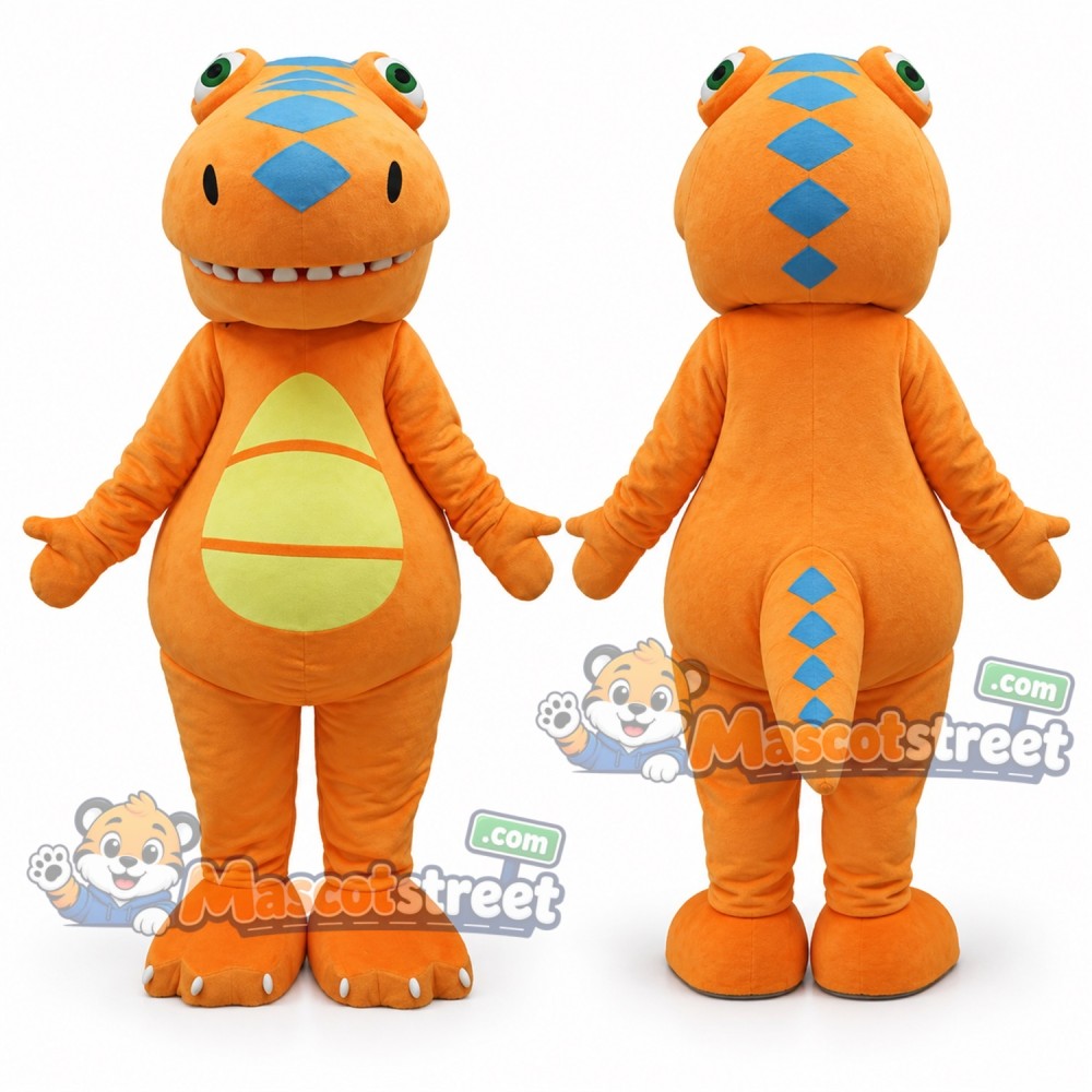 Orange Dinosaur Mascot Costume
