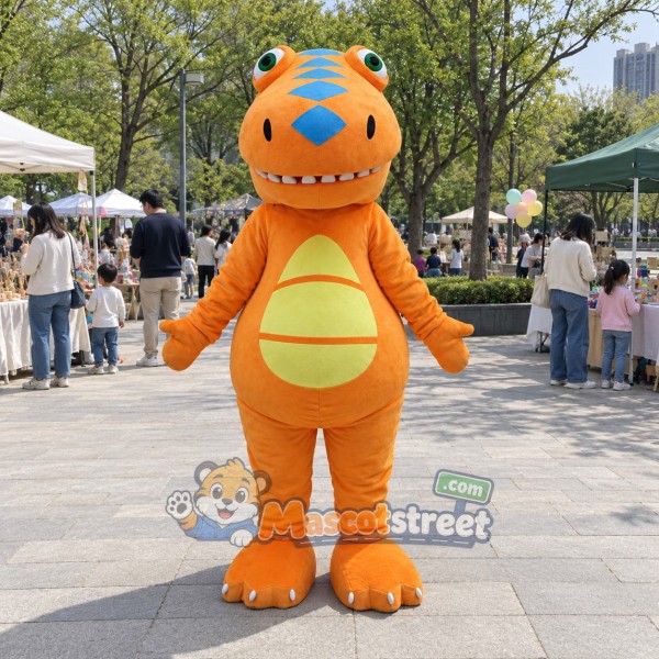 Orange Dinosaur Mascot Costume